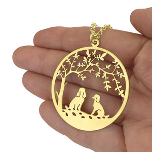 Poodle Tree Of Life Pendant Necklace - Silver/14K Gold-Plated - WeeShopyDog