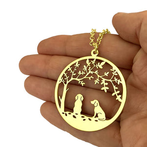 Beagle Tree Of Life Pendant Necklace - Silver/14K Gold-Plated - WeeShopyDog