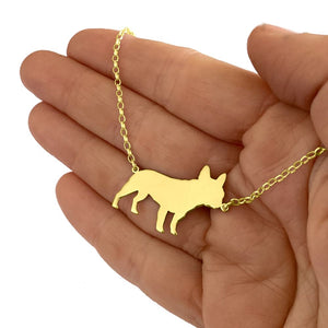 French Bulldog Pendant Necklace - Silver/14K Gold-Plated |Line - WeeShopyDog