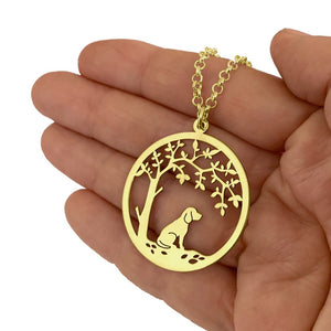 Beagle Little Tree Of Life Pendant Necklace - Silver/14K Gold-Plated - WeeShopyDog