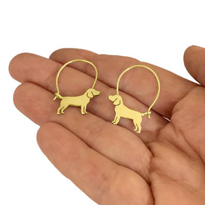 Beagle Hoop Earrings - Silver/14K Gold-Plated |Line - WeeShopyDog