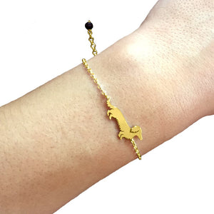 Dachshund Long Haired Bracelet - Silver/14K Gold-Plated - WeeShopyDog