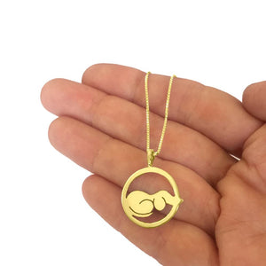 Dachshund Pendant Necklace - Silver/14K Gold-Plated |Dog Circle - WeeShopyDog