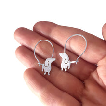 Load image into Gallery viewer, Dachshund Hoop Earrings - Silver |I - WeeShopyDog

