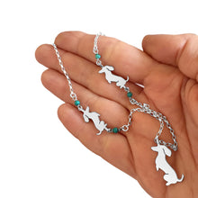 Load image into Gallery viewer, Dachshund Pendant Necklace- Silver Turquoise | Sit-up - WeeShopyDog
