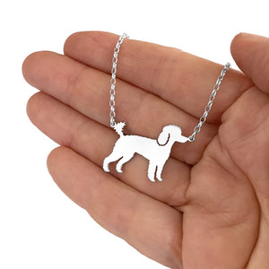 Poodle Necklace and Stud Earrings SET - Silver/14K Gold-Plated |Line - WeeShopyDog