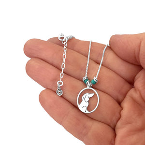 Dachshund Pendant Necklace - Silver Turquoise |Image - WeeShopyDog