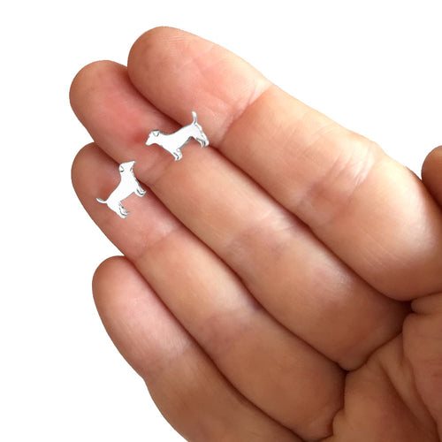 Jack Russell Stud Earrings - Silver - WeeShopyDog