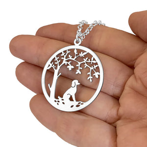 Poodle Little Tree Of Life Pendant Necklace - Silver/14K Gold-Plated - WeeShopyDog