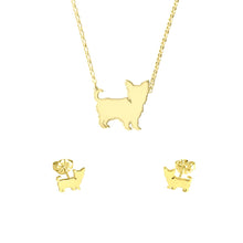 Load image into Gallery viewer, Yorkie Necklace and Stud Earrings SET - 14K Gold-Plated - WeeShopyDog

