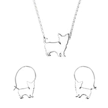 Load image into Gallery viewer, Yorkie Necklace and Hoop Earrings SET - Silver/14K Gold-Plated |Line
