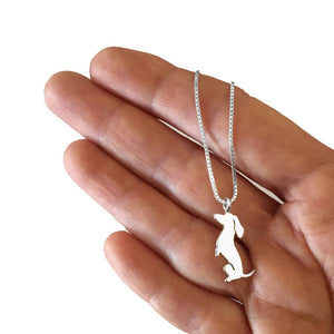 Dachshund Pendant Necklace - Silver/14K Gold-Plated |Sit-up - WeeShopyDog