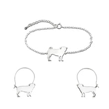 Load image into Gallery viewer, Pug Bracelet and Hoop Earrings SET - Silver/14K Gold-Plated |Line
