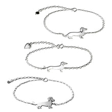 Load image into Gallery viewer, Dachshund Bracelet SET - Silver Smooth, Long, Wire Haired - WeeShopyDog
