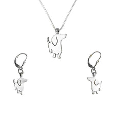 Load image into Gallery viewer, Dachshund Necklace and Dangle Earrings SET - Silver |I - WeeShopyDog
