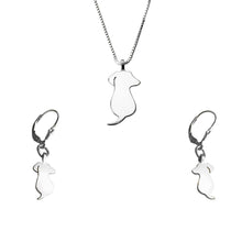 Load image into Gallery viewer, Dachshund Necklace and Dangle Earrings SET - Silver |Friend - WeeShopyDog
