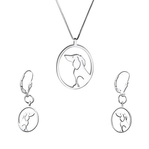 Dachshund Necklace and Dangle Earrings SET - Silver |Image - WeeShopyDog
