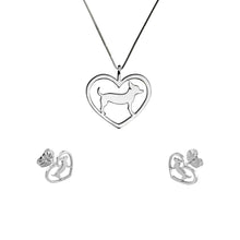 Load image into Gallery viewer, Chihuahua Necklace and Stud Earrings SET - Silver/14K Gold-Plated |Heart
