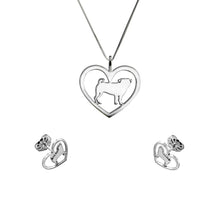 Load image into Gallery viewer, Pug Necklace and Stud Earrings SET - Silver/14K Gold-Plated |Heart
