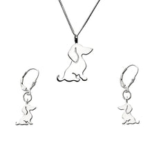 Load image into Gallery viewer, Dachshund Necklace and Dangle Earrings SET - Silver |Sweet - WeeShopyDog
