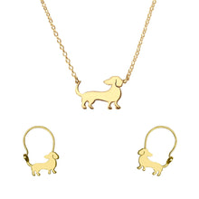 Load image into Gallery viewer, Dachshund Necklace and Hoop Earrings SET - 14K Gold-Plated - WeeShopyDog
