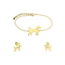 Load image into Gallery viewer, Poodle Bracelet and Stud Earrings SET - Silver/14K Gold-Plated |Line - WeeShopyDog
