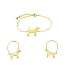 Load image into Gallery viewer, Beagle Bracelet and Hoop Earrings SET - Silver/14K Gold-Plated |Line
