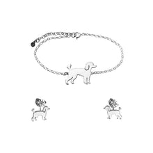 Load image into Gallery viewer, Poodle Bracelet and Stud Earrings SET - Silver/14K Gold-Plated |Line - WeeShopyDog

