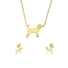 Load image into Gallery viewer, Beagle Necklace and Stud Earrings SET - Silver/14K Gold-Plated |Line - WeeShopyDog
