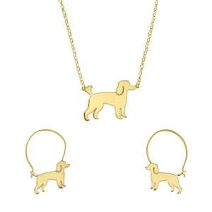 Poodle Necklace and Hoop Earrings SET - Silver/14K Gold-Plated |Line
