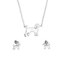 Load image into Gallery viewer, Poodle Necklace and Stud Earrings SET - Silver/14K Gold-Plated |Line - WeeShopyDog
