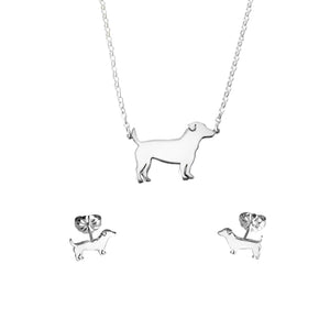 Jack Russell Necklace and Stud Earrings SET - Silver - WeeShopyDog