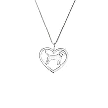 Load image into Gallery viewer, Beagle Necklace - Silver Heart Pendant - WeeShopyDog
