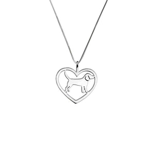 Beagle Necklace - Silver Heart Pendant - WeeShopyDog