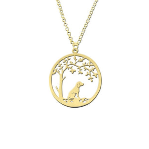 Beagle Little Tree Of Life Pendant Necklace - Silver/14K Gold-Plated - WeeShopyDog