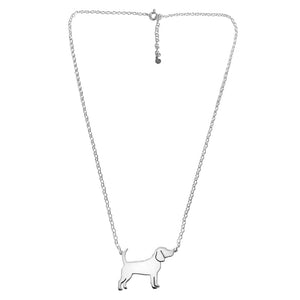 Beagle Necklace and Stud Earrings SET - Silver/14K Gold-Plated |Line - WeeShopyDog