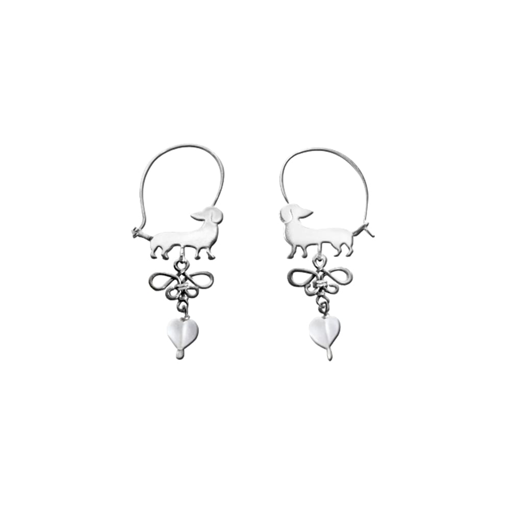 Dachshund Hoop Earrings - Silver |Beauty Butterfly - WeeShopyDog