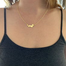 Load image into Gallery viewer, Wire Haired Dachshund  Pendant Necklace - Silver/14K Gold-Plated
