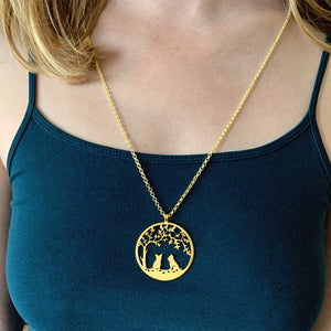 Yorkie Necklace - 14K Gold Plated Tree Of Life - WeeShopyDog
