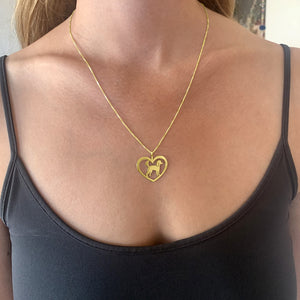 Poodle Necklace - 14k Gold Plated Heart Pendant - WeeShopyDog