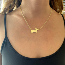 Load image into Gallery viewer, Corgi Necklace and Stud Earrings SET - Silver/14K Gold-Plated |Line - WeeShopyDog
