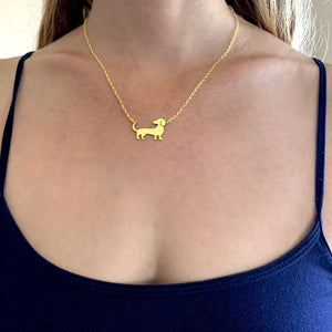 Dachshund Necklace and Hoop Earrings SET - Silver/14K Gold-Plated |Beauty