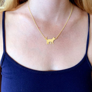Cat Necklace - 14k Gold-Plated Pendant - WeeShopyDog