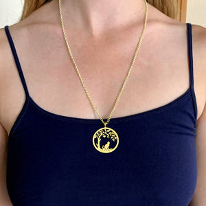 Cat Necklace - Tree Of Life 14K Gold Plated Pendant - WeeShopyDog