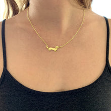Load image into Gallery viewer, Long Haired Dachshund Pendant Necklace - Silver/14K Gold-Plated
