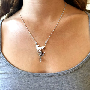 Dachshund Pendant Necklace - Silver |Beauty Butterfly - WeeShopyDog