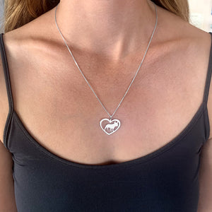 French Bulldog Necklace - Silver Heart Pendant - WeeShopyDog