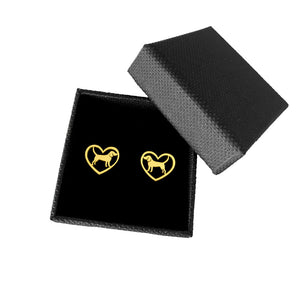 Beagle Stud Earrings - 14K Gold-Plated Heart - WeeShopyDog