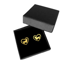 Load image into Gallery viewer, Yorkie Stud Earrings - 14k Gold Plated Heart - WeeShopyDog
