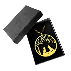 Yorkie Pendant Necklace - 14K Gold Plated Tree Of Life - WeeShopyDog